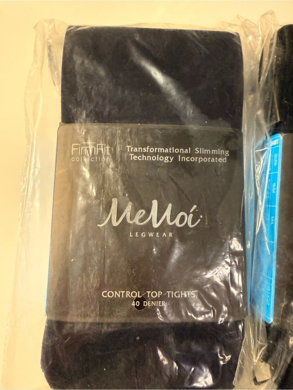 Memoi  Control Top Tights - Black, brown and navy set of 5 LXL